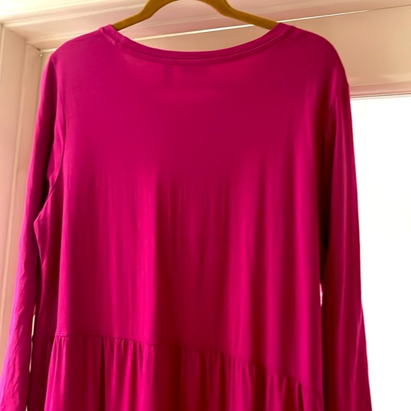 NWOT/LOGO by Lori Goldstein Cotton modal Regular Tiered Dress in Crushed Berry/L - Picture 10 of 11